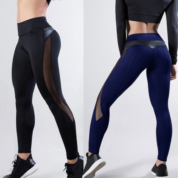 NWOT Sexy Fitness Leggings. Blue - Picture 2 of 8